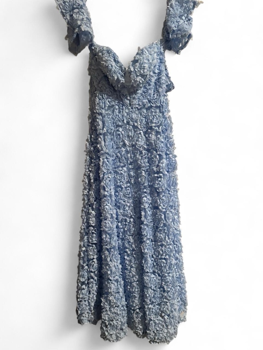 Light Blue 3D Floral Maxi Dress